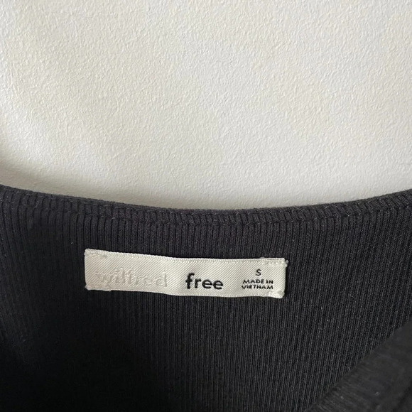 Aritzia Wilfred Free Addy Ribbed Knit Skinny Strap Mini Dress Black Sz Small - Picture 5 of 6